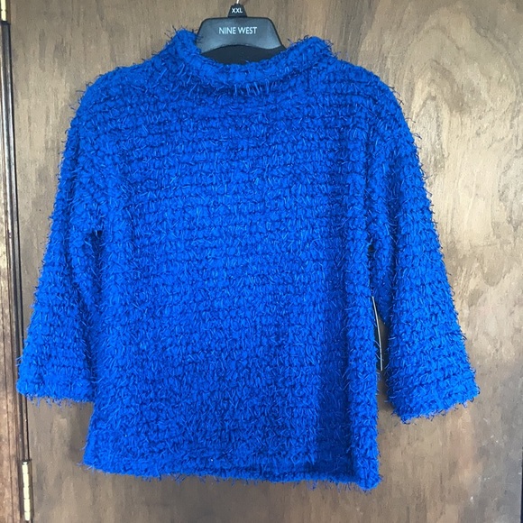 Multiples royal blue sweater top w texture & stretch size S - Picture 5 of 15